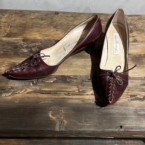 Diana Broussard Italian Leather Lace up Toe detailed Heels